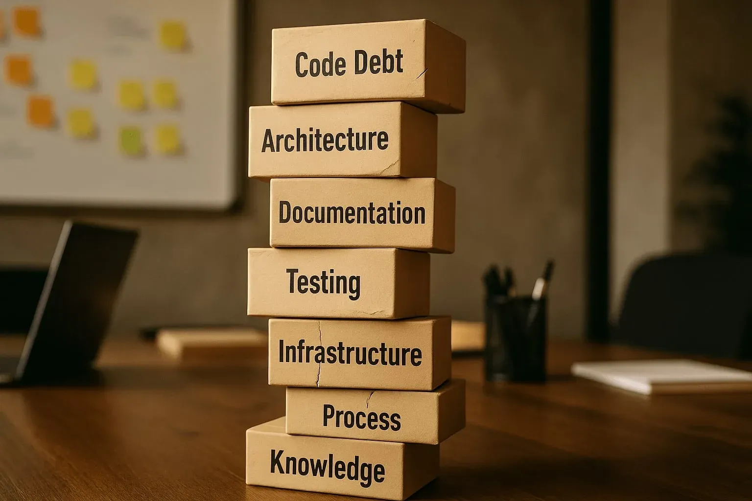 An illustration of the different types of technical debt