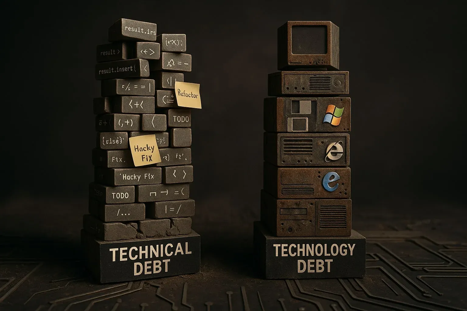 A comparison of technical debt and technology debt