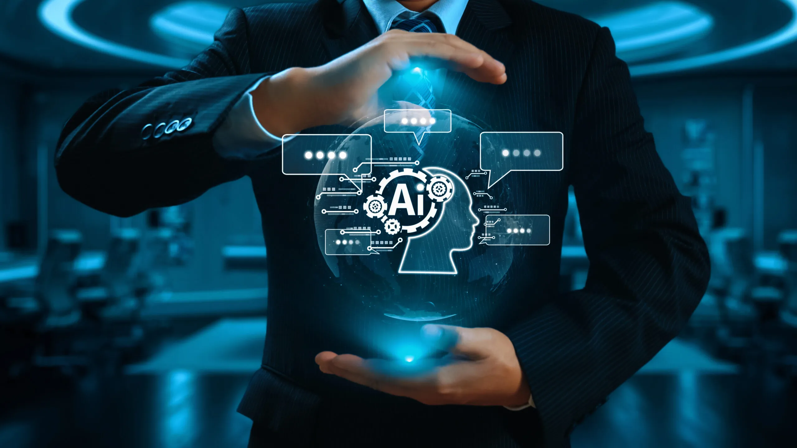A person interacting with an AI system, representing the operational layer of an AI assessment