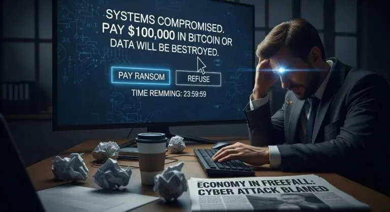 An illustration of the ransom demand facing a business that cannot operate