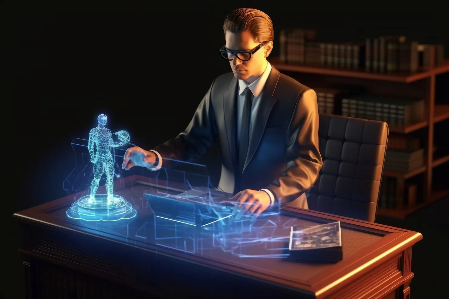 A worker using augmented-reality technology to carry out their job