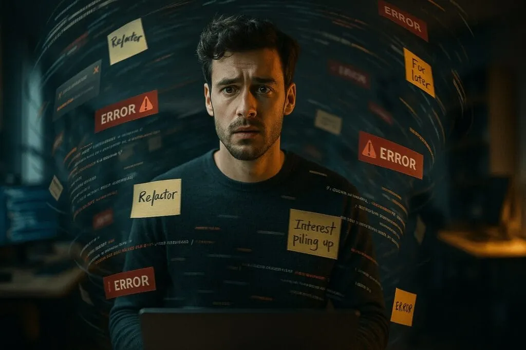 An illustration introducing technical debt and what it costs