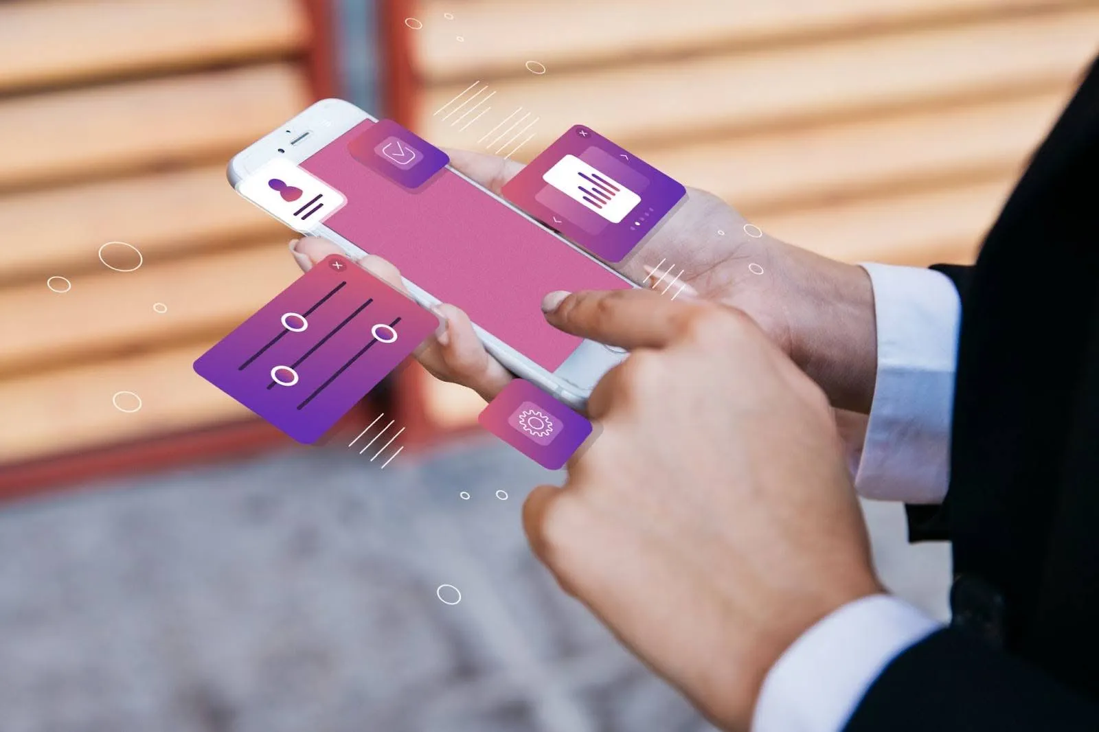 AI in fintech mobile app interface with personalized banking dashboard and digital user experience elements