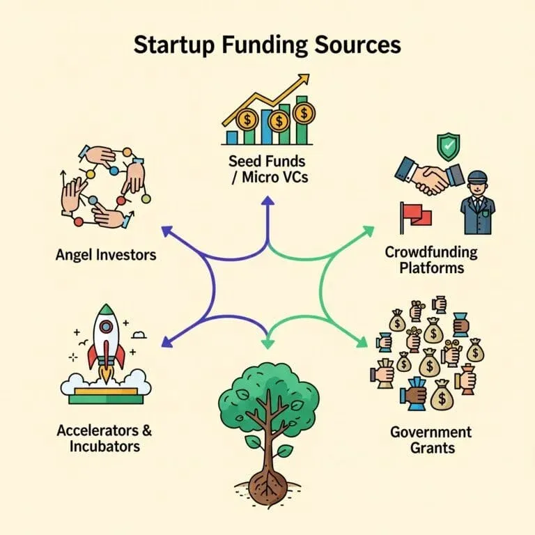 An illustration of who provides seed funding to startups
